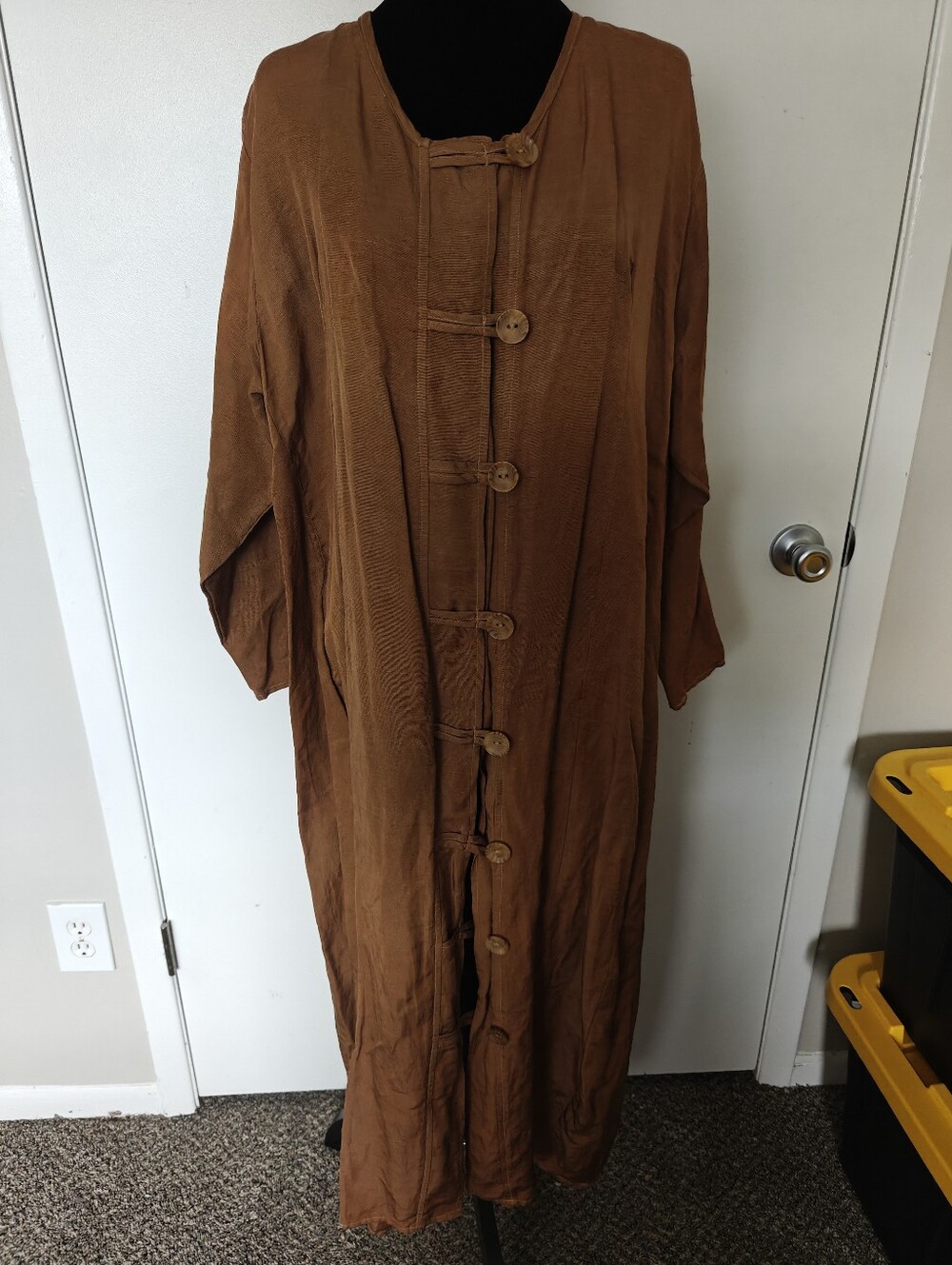 URU Kristine St. Arik Duster Coat Gold 100% Silk Long Dress One Size